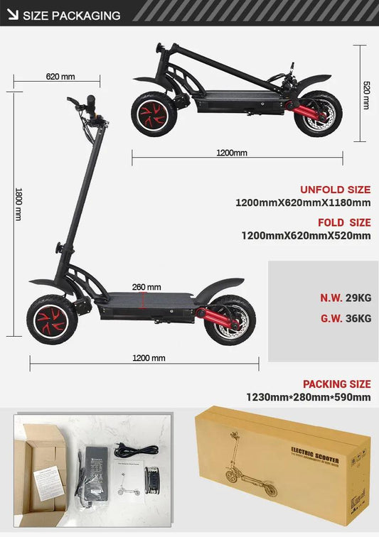 Kugoo G Booster | IPX5 | 55KM/H | 1600W (dual 800W) High Speed Electric Scooter