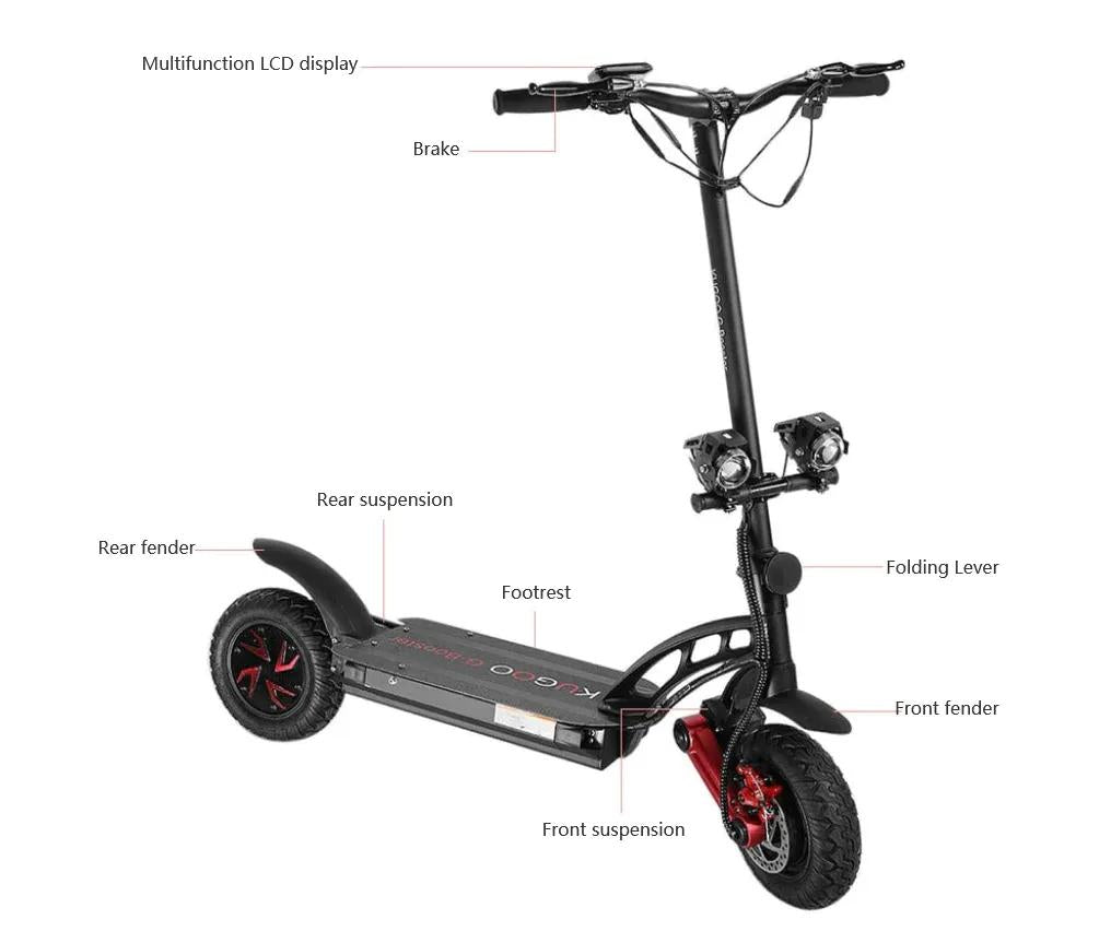 Kugoo G Booster | IPX5 | 55KM/H | 1600W (dual 800W) High Speed Electric Scooter